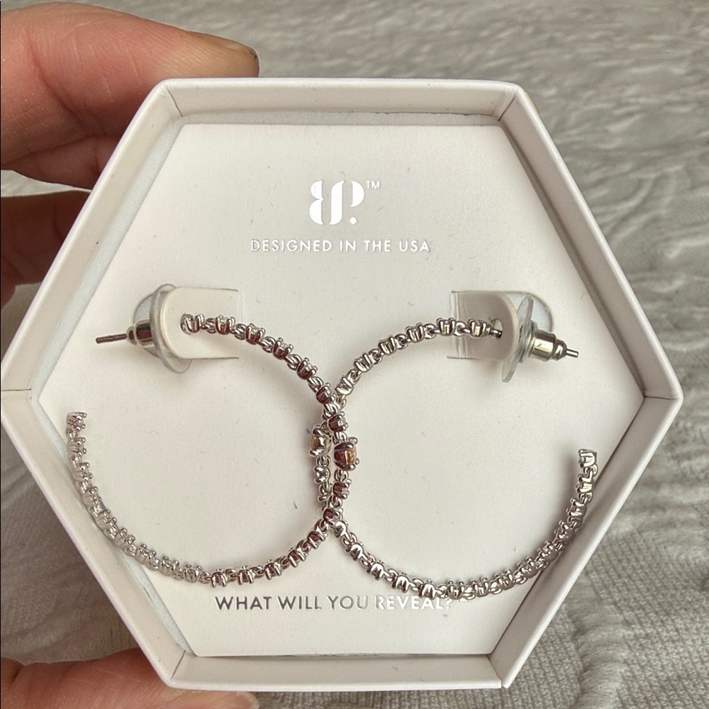 BP Silver Hoop Earrings